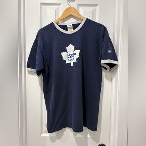 Vintage Y2K Toronto Maple Leafs Men's T Shirt Ringer NHL Hockey
